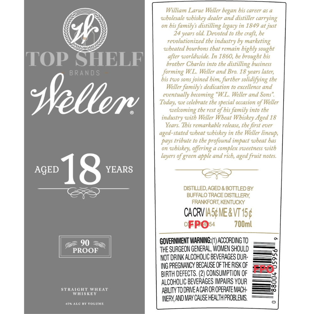 W.L. Weller Weller 18 Year Old Straight Wheat Whiskey Wheat Whiskey