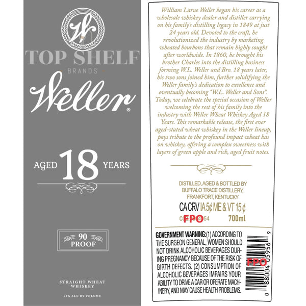 W.L. Weller Weller 18 Year Old Straight Wheat Whiskey Wheat Whiskey
