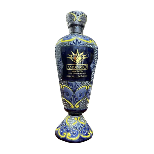 Amor Mio Tequila Amor Mio Reposado Ceramica Blue Hand Painted Tequila