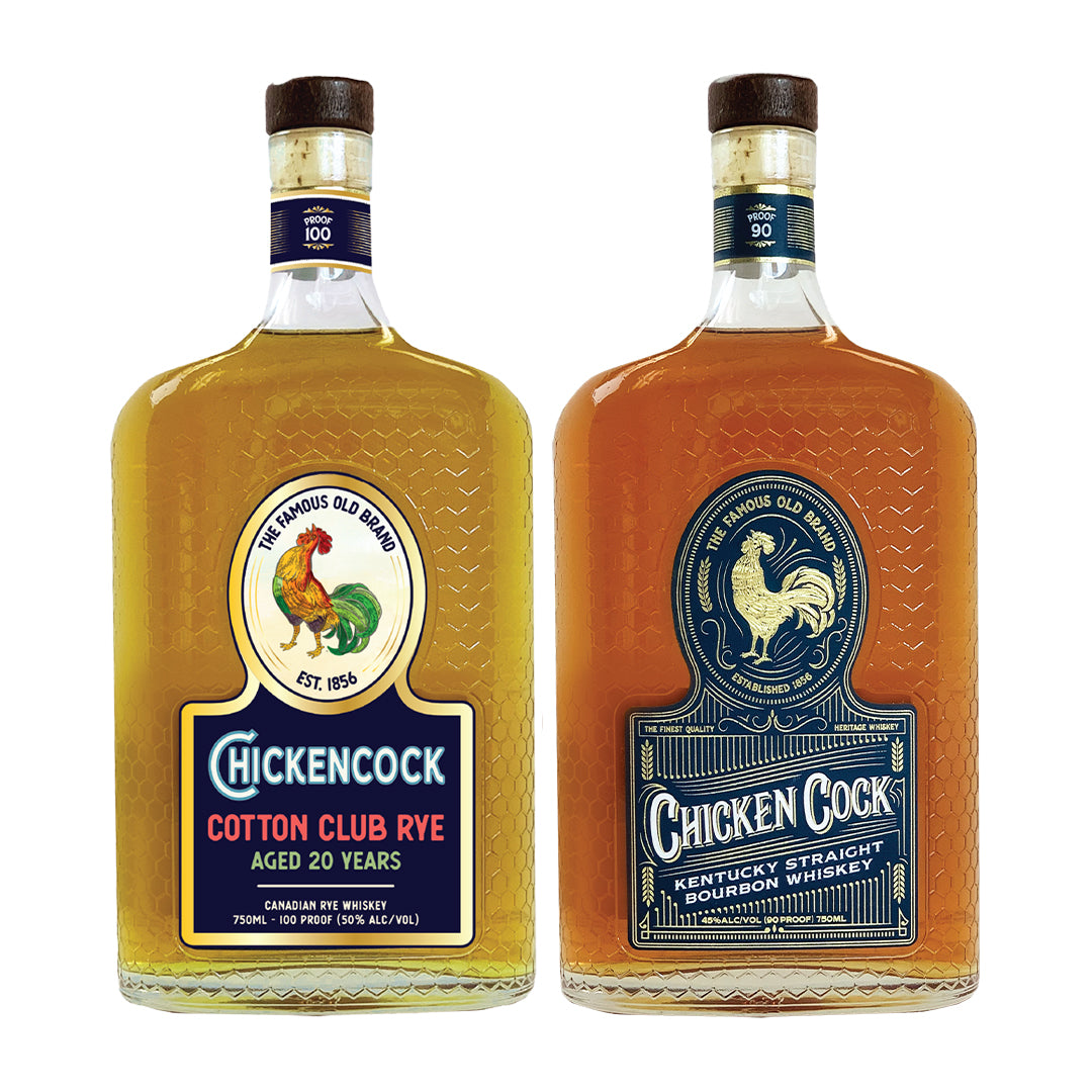 Chicken Cock Whiskey Chicken Cock Cotton Club Rye Whiskey Aged 20 Years + Chicken Cock Bourbon Whiskey Bundle