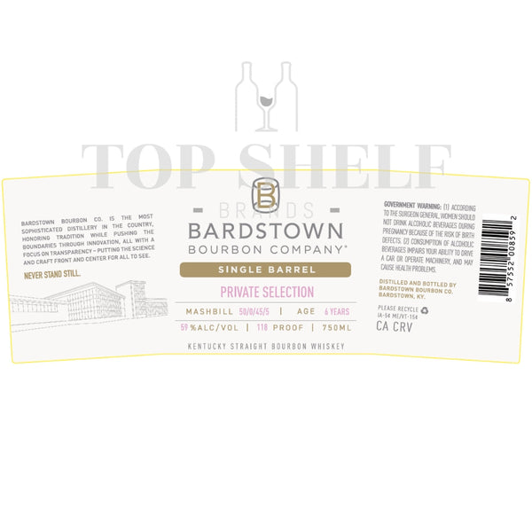 Bardstown Bourbon Company Bardstown Bourbon Single Barrel Private Selection Bourbon Bourbon