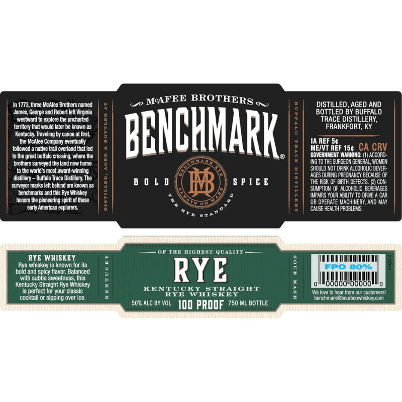 Buy Benchmark Rye Whiskey Online - My Bev Store