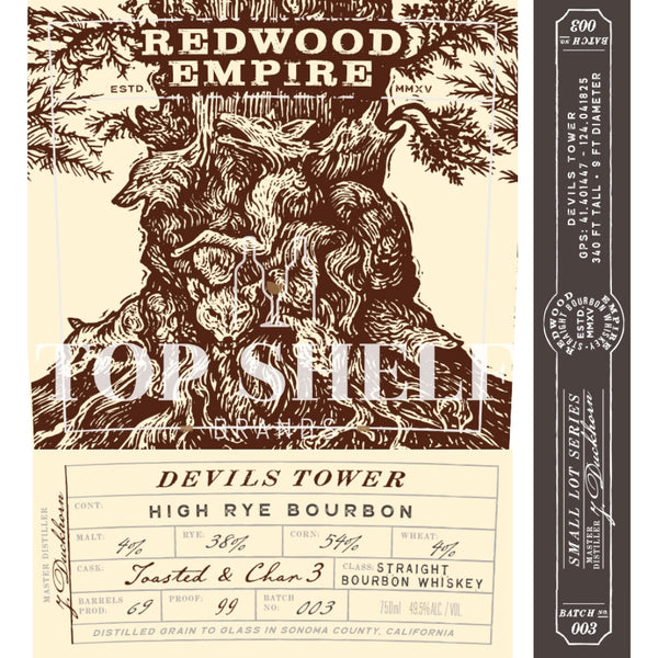 Redwood Empire Whiskey Redwood Empire Devils Tower High Rye Bourbon Batch 003 Bourbon