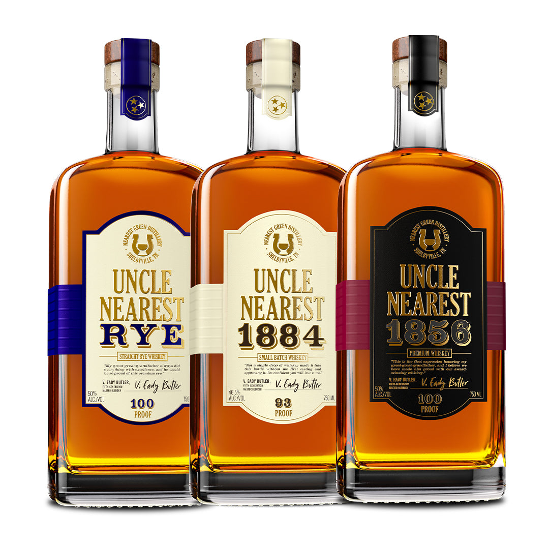 Uncle Nearest Uncle Nearest Straight Rye Whiskey + Uncle Nearest 1884 Small Batch Whiskey + Uncle Nearest 1856 Whiskey 100 Proof Bundle