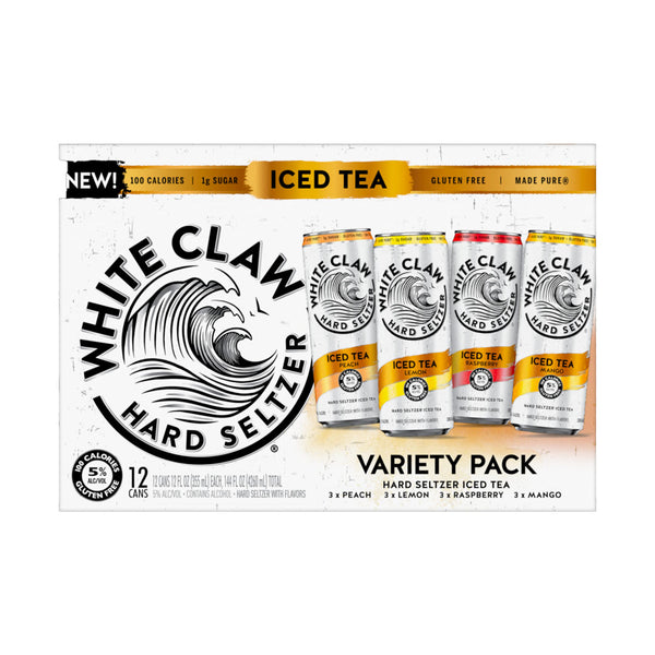 White Claw Hard Seltzer Iced Tea Variety Pack: Lemon, Raspberry, Mango, Peach