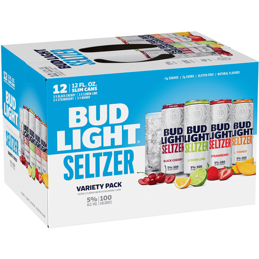 Bud Light BudLight Seltzer Variety Pack, Black Cherry, Lemon Lime, Strawberry, Mango Domestic