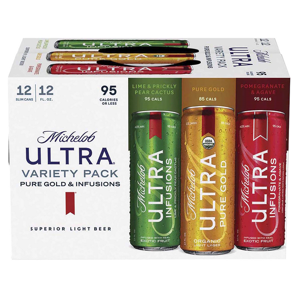 Michelob Michelob Ultra Organic Pack: Pure Gold, Lime and Prickly, Pear Cactus, and Pomegranate Hard Seltzer